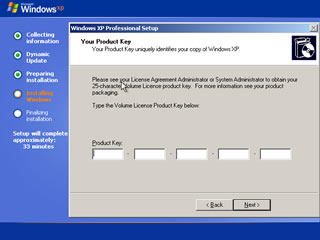 windows xp install