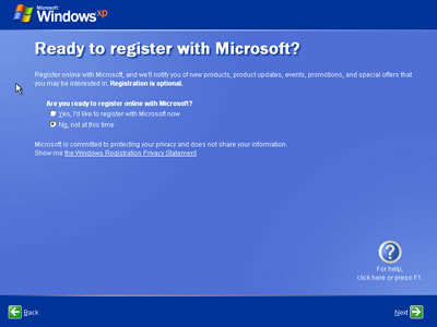 windows xp registration